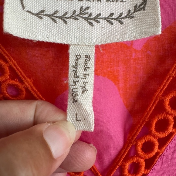 Z + L Bright Floral Made In India Cotton Crochet Detail Dress Size Large - Picture 8 of 11